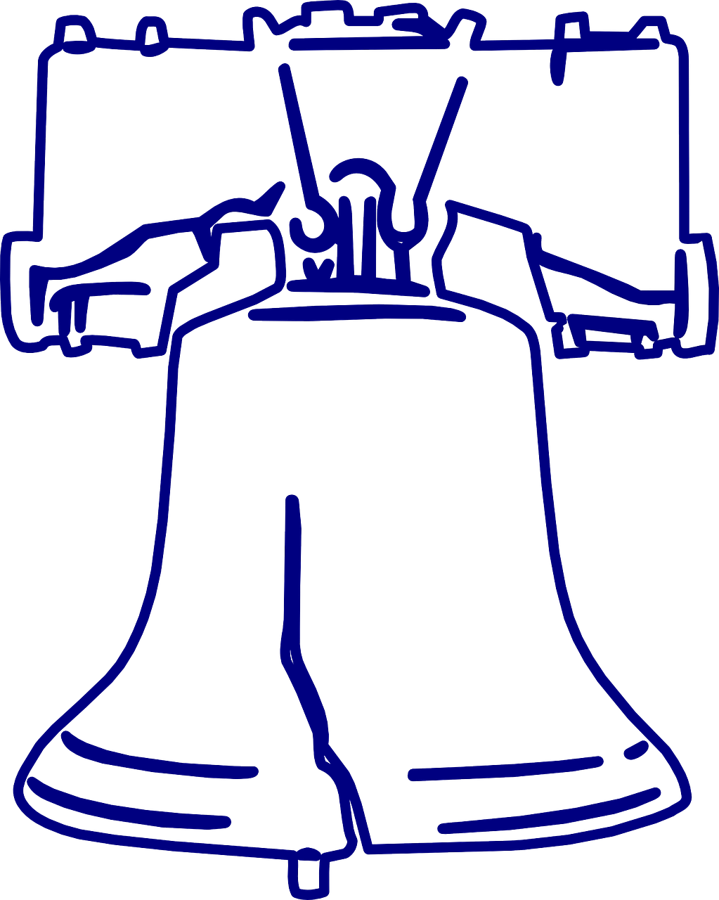 Liberty Bell logo in navy colored outline